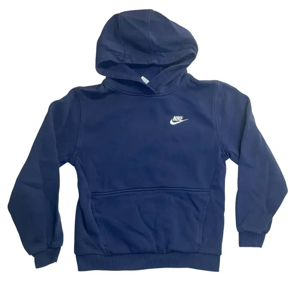Nike Youth Large Pullover Hoodie Navy Blue Embroidered Swoosh